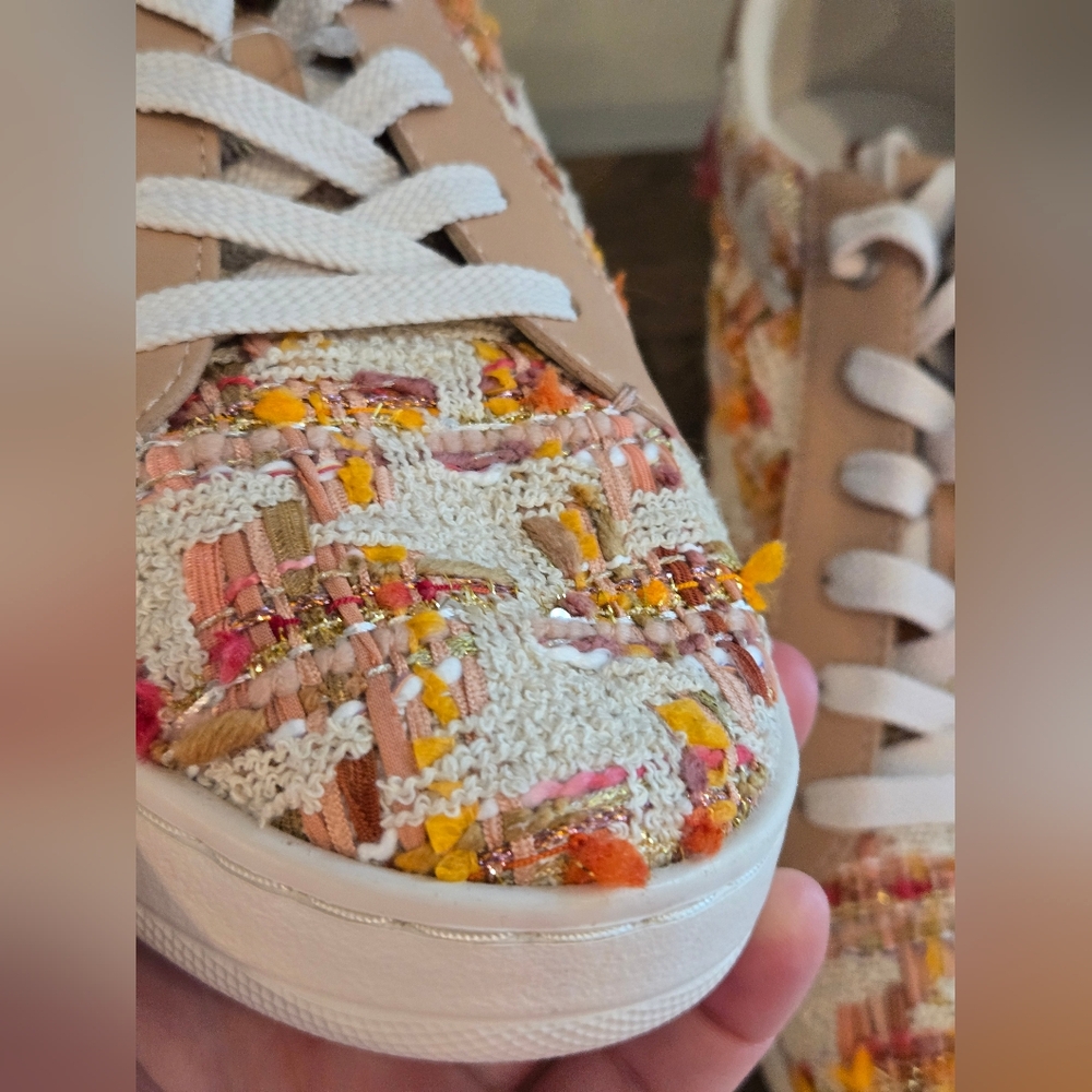 Coach Lowline Natural Multicolor Sneakers with Signature Tweed Pattern SIZE 11 - Picture 7 of 16